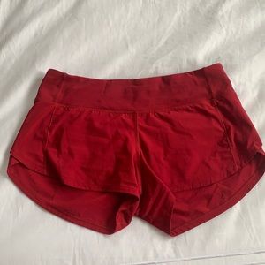 Red Lululemon Speed Up Shorts